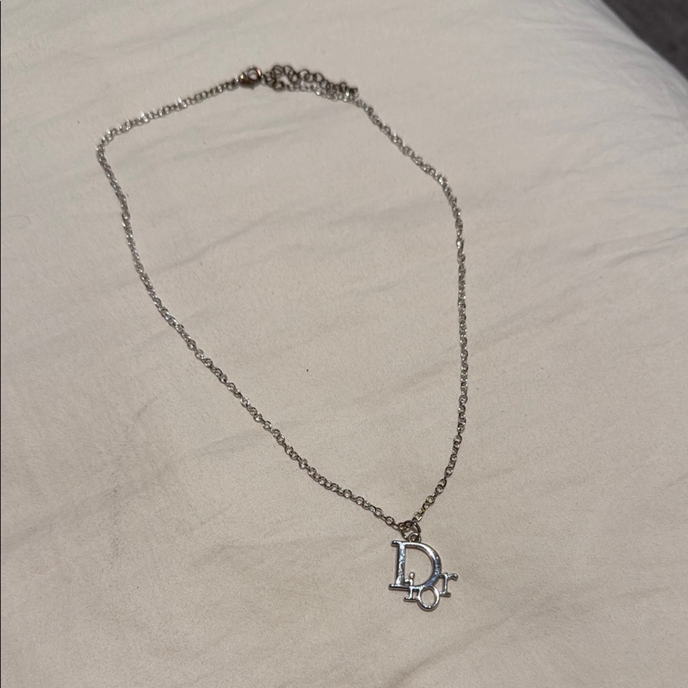 Dior Silver-Tone Logo Necklace